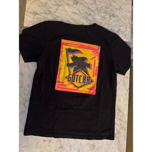 Gotcha Mens Black Graphic T-Shirt Neon Shark Reaper Surf Skate Retro Tee